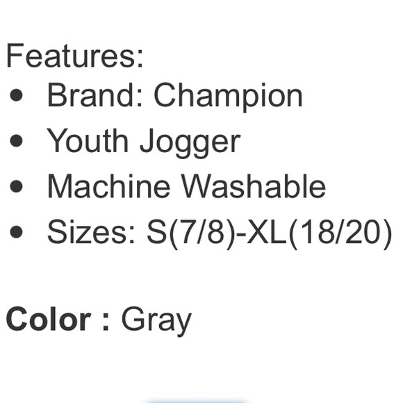Champion Youth Jogger, Gray, size: S (7/8) - Picture 4 of 6